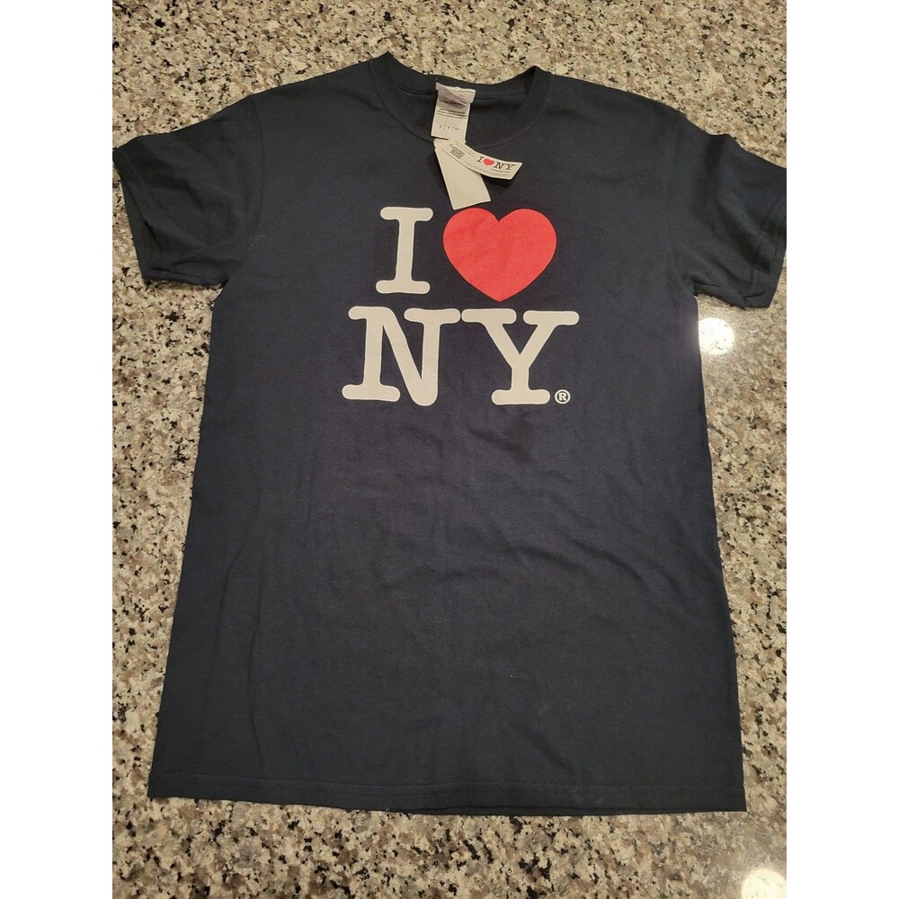 I Love NY T-Shirt Mens S Navy I Heart NY Classic Logo 100% Cotton Small Souvenir